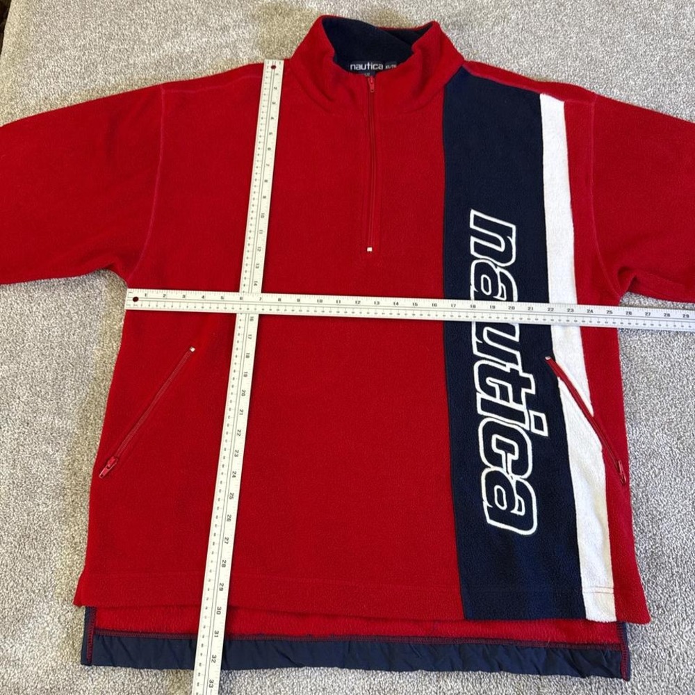 Vintage Nautica Fleece Jacket Made in USA Red White Blue Men's XL - Picture 4 of 8